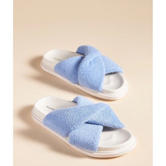 Anthropologie Maeve Womens 6 Sandals Sky Blue Terry Slide - Picture 1 of 7